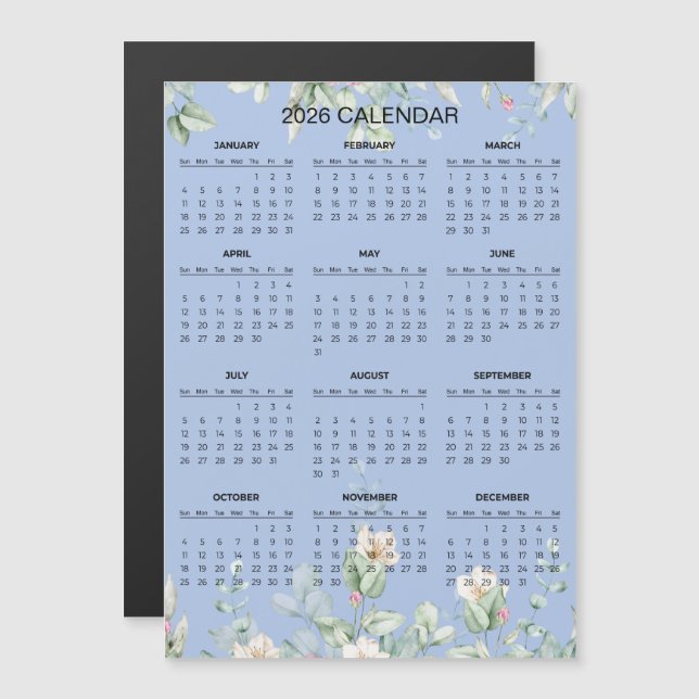 Calendrier floral simple mais élégant 2026 | Aiman (Devant / Derrière)