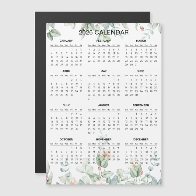 Calendrier floral simple mais élégant 2026 | Aiman (Devant / Derrière)