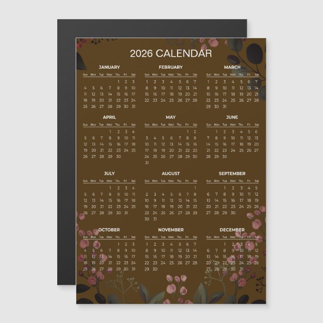 Calendrier floral simple mais élégant 2026 | Aiman (Devant / Derrière)
