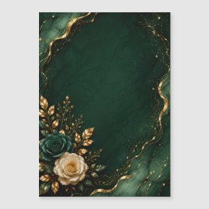 Calendrier floral vert émeraude et or