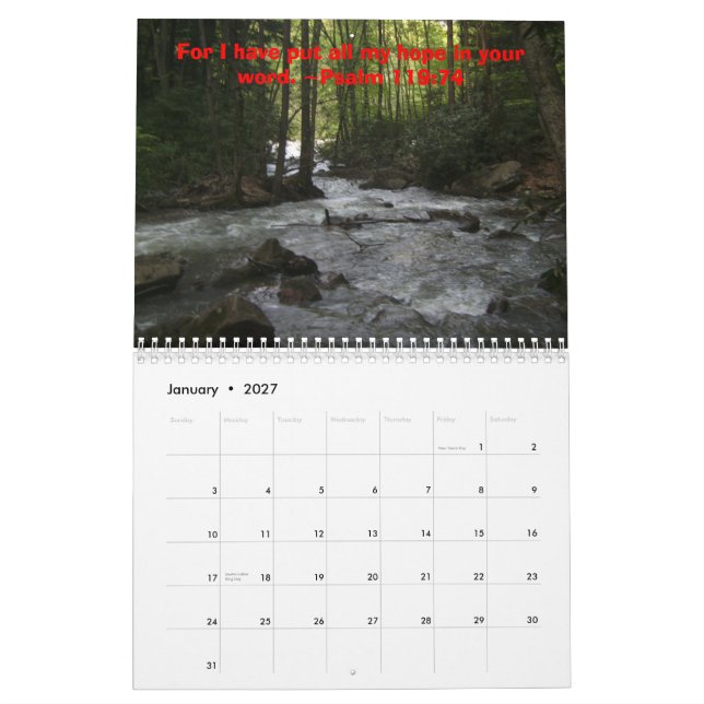 Calendrier Foi et amour 2009 d'espoir (Jan 2027)