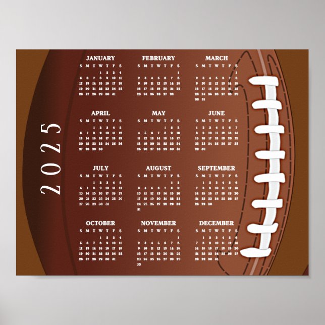 Calendrier Football 2025 Poster (Devant)