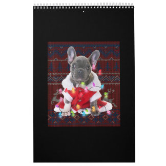 Calendrier French bulldog Christmas Lights Ugly Sweater Dog