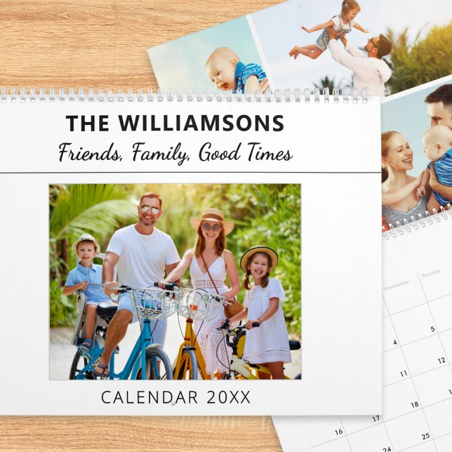 Calendrier Friends, Family, Good Times - Photo Collage Custom (A stylish, modern wall calendar to personalize with a collage of your own photos for each month)