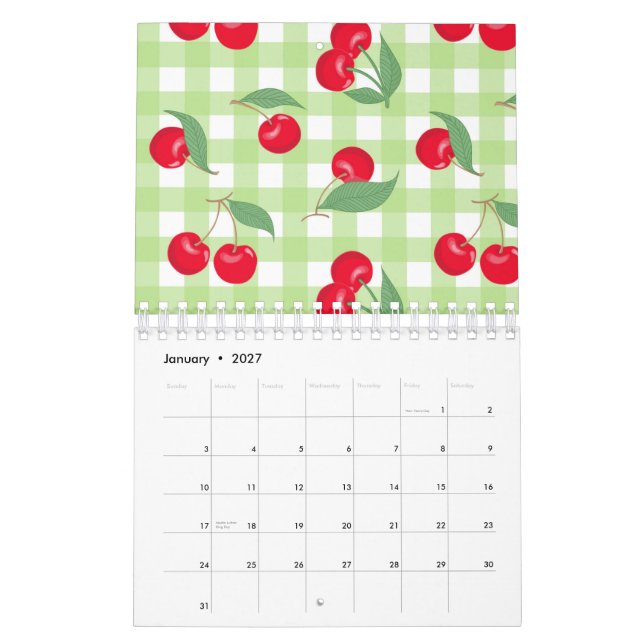 Calendrier Fruit rouge Fruit vert Feuilles Pastel Lumberjack (Jan 2027)