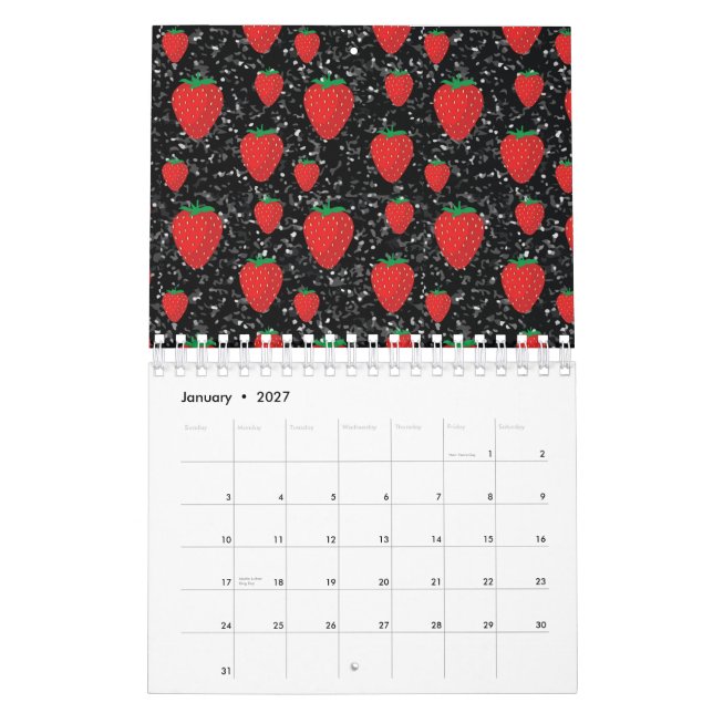 Calendrier Fruits de fraises rouges Amateurs de baies sucrées (Jan 2027)