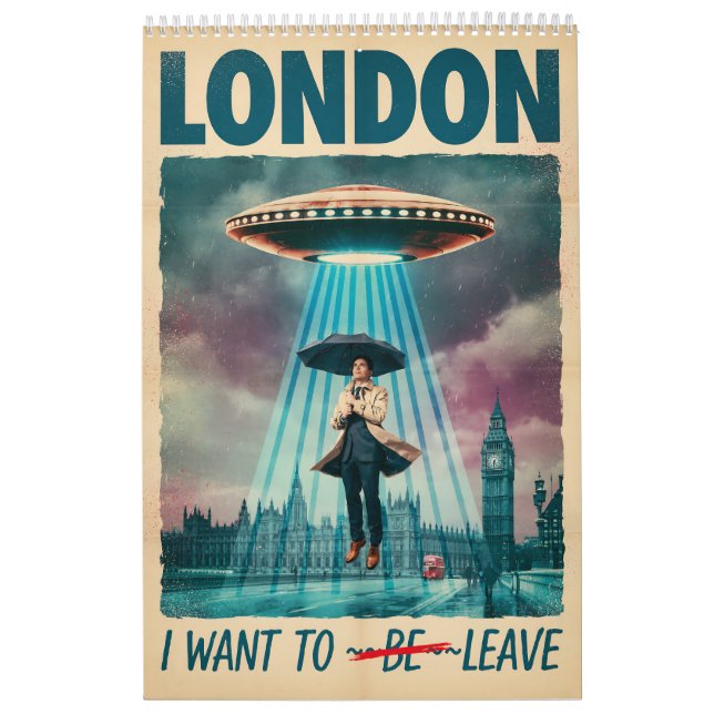 Calendrier Funny London Alien Abduction Retro Sci-Fi Poster (Protection)