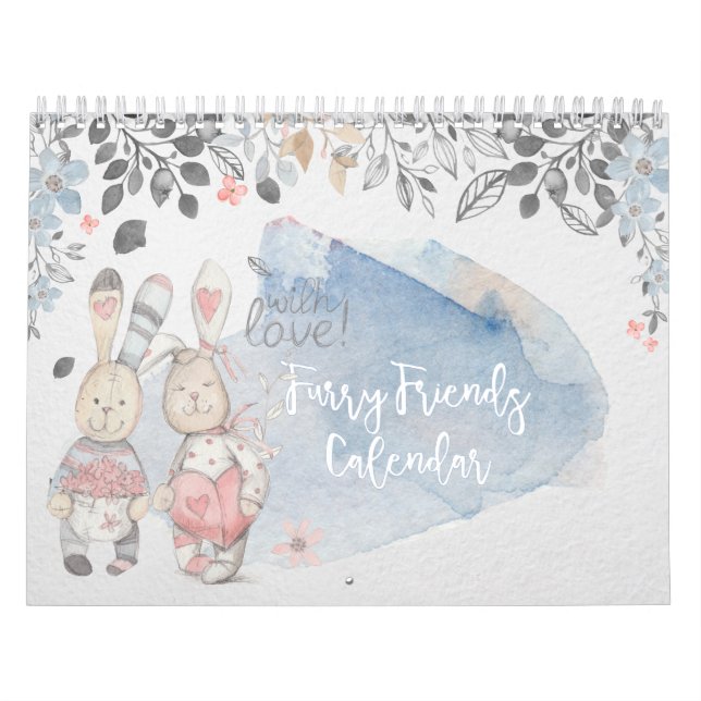 Calendrier Furry Friends Watercolor Rabbit Calendar (Protection)