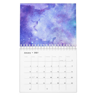 Calendrier Galaxie Amoureux de l'Espace Ciel Étoilé Aquarelle