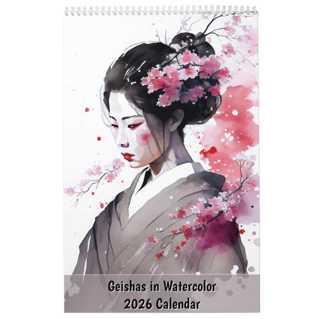 Calendrier Geishas in Watercolor – 2026 Calendar (Protection)