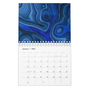 Calendrier Géologie unique en pierre de Malachite bleue