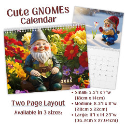 Calendrier Gnome mignon personnalisé coloré lumineux drôle Vo