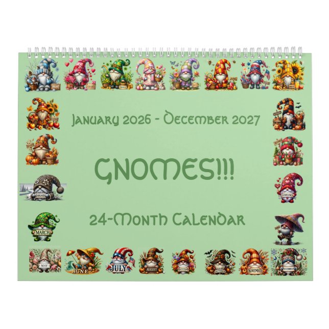 Calendrier Gnomes in Hats 2026-2027 24-Month Calendar         (Protection)