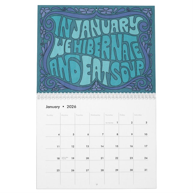 Calendrier Go For It! Groovy Lettering Calendar (Jan 2026)