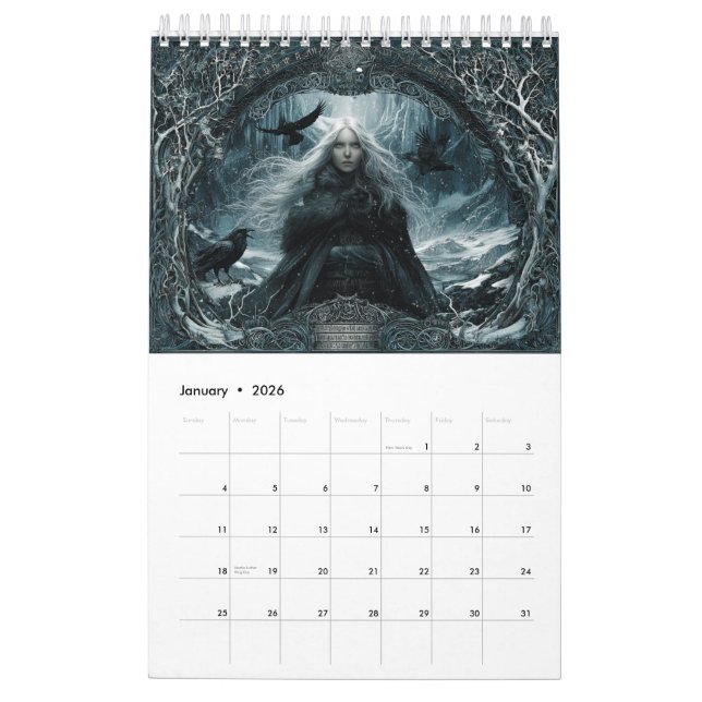Calendrier Goddesses & Witches of the North Nordic Pagan Art (Jan 2026)