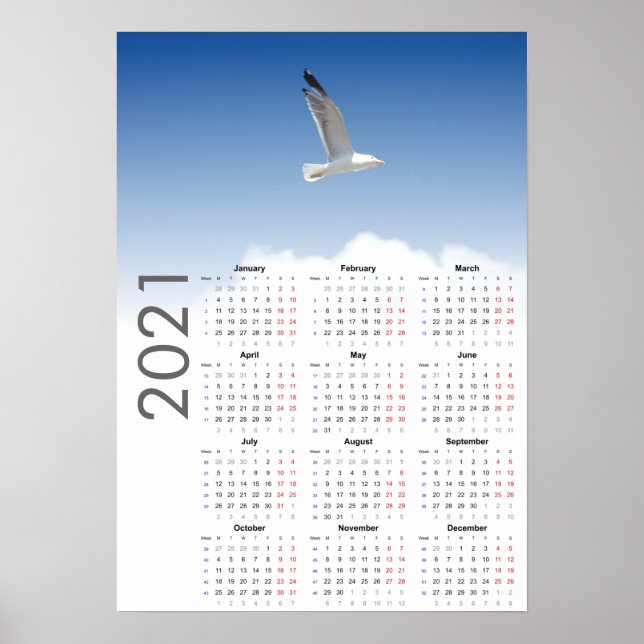 Calendrier Goéland 2021 Poster - Lundi en premier (Devant)