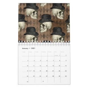 Calendrier Goth Victorian Skuls Vintage Casquette Dark Rhombu
