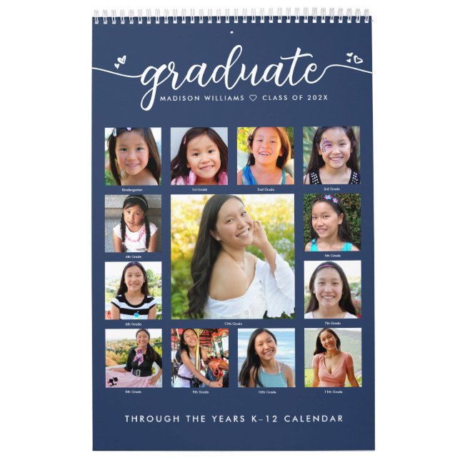 Calendrier Graduation Marine K-12 Script Photo Collage 15 Moi (Protection)