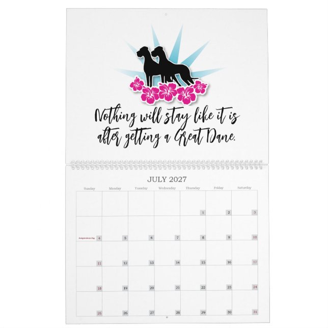 Calendrier graphique du Grand Danois (Jul 2027)