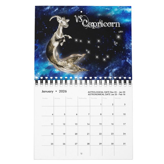 Calendrier graphique Zodiac (Jan 2026)