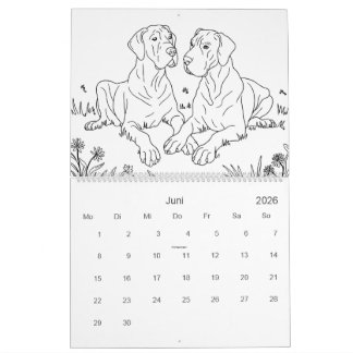 Calendrier Great Dane 18-Month Coloring Personalized