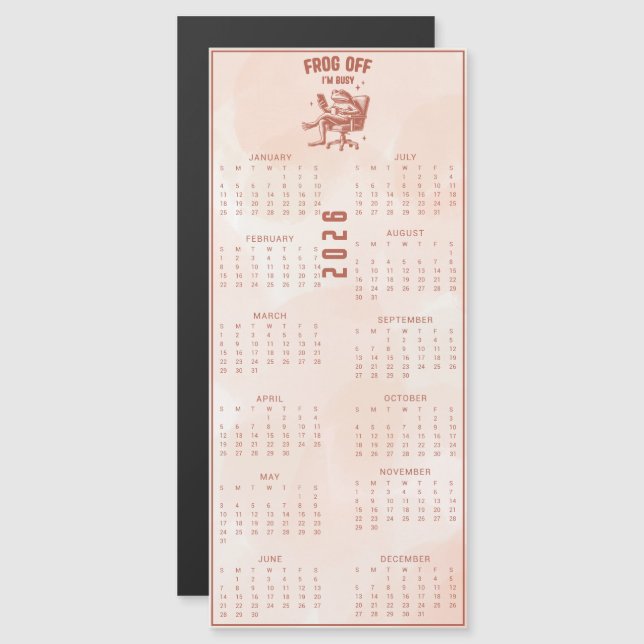 Calendrier grenouille marron FROG Off I'm Busy  20 (Devant / Derrière)