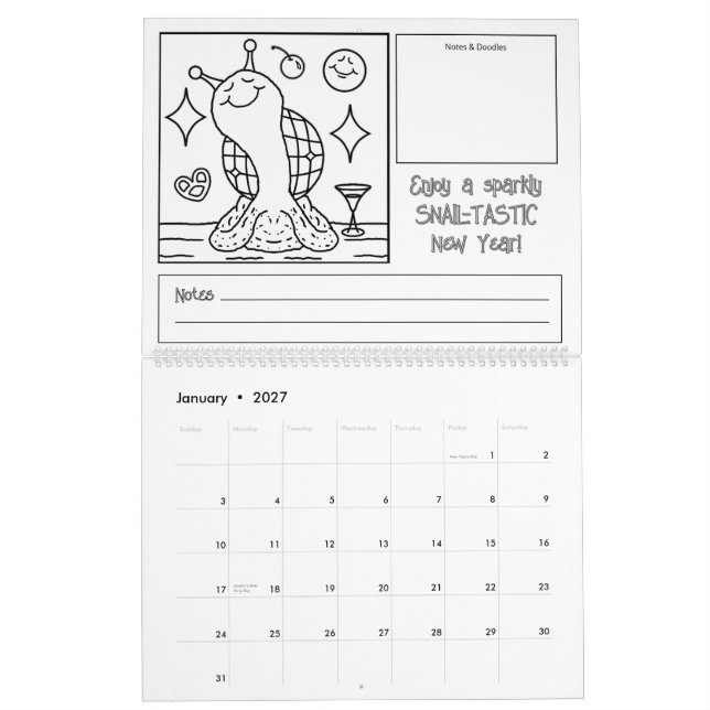 Calendrier Gros escargot 2026 Coloration (Jan 2027)