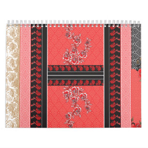 Calendrier Gros plan de tissu à motifs rouges et noirs