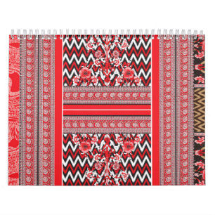 Calendrier Gros plan de tissu à motifs rouges et noirs