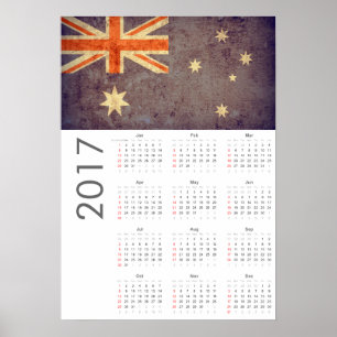 Calendrier Grunge Drapeau Australie 2017 Affiche