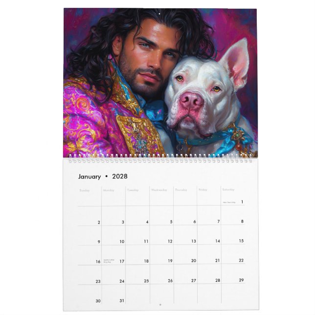 Calendrier Guerriers et héros de chiens Pitbull (Jan 2028)