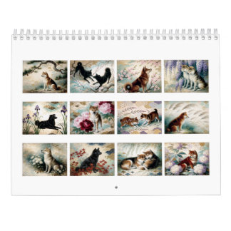 Calendrier Hanafuda Shiba Inu | Painterly Japanese Patterns