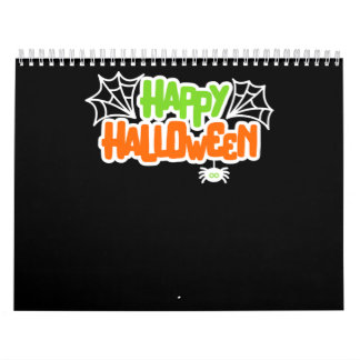 Calendrier Happy Halloween coloré mignon araignée Web