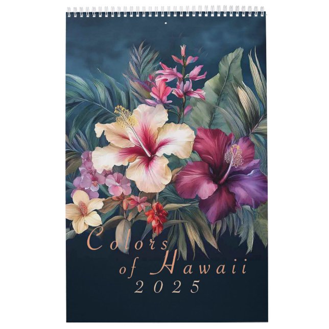 Calendrier Hawaiien des fleurs d'aquarelle 2025 (Protection)
