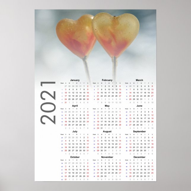 Calendrier Hearts 2021 Affiche - dimanche en premi (Devant)