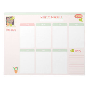 Calendrier hebdomadaire Bloc-notes 8,5 x 11
