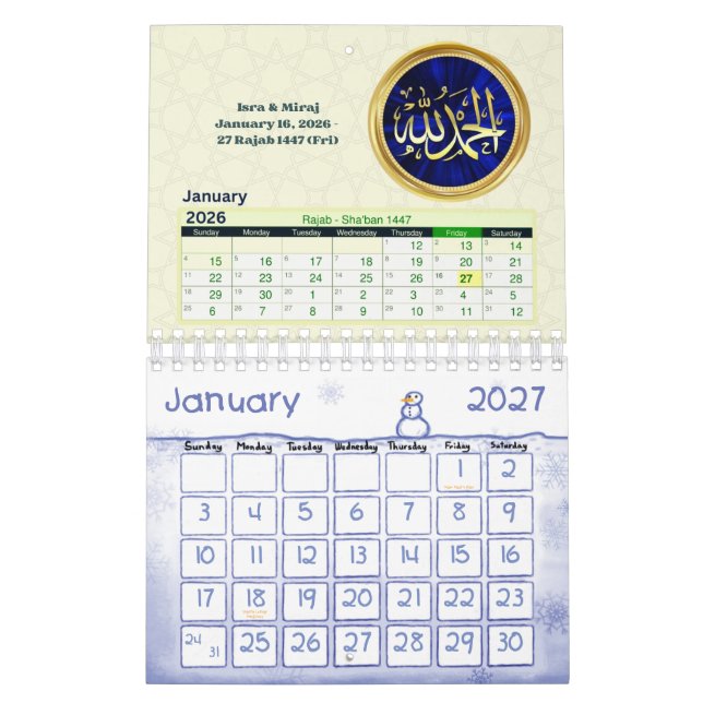 Calendrier Hijri 2026  Art Islamique & Dates Clés  (Jan 2027)