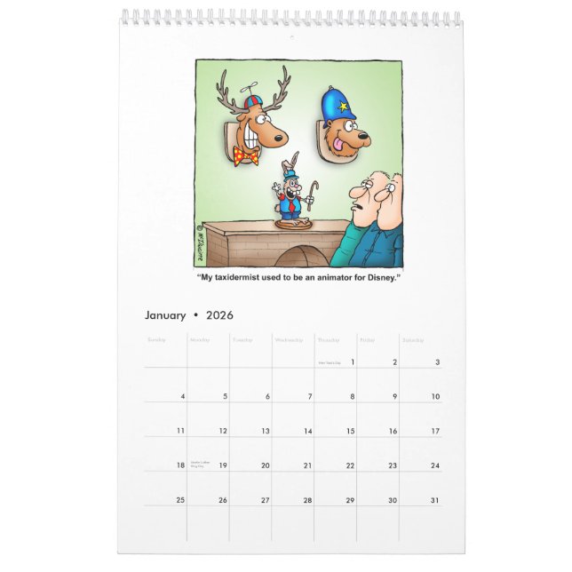 Calendrier hilare de bande dessinée de la chasse (Jan 2026)