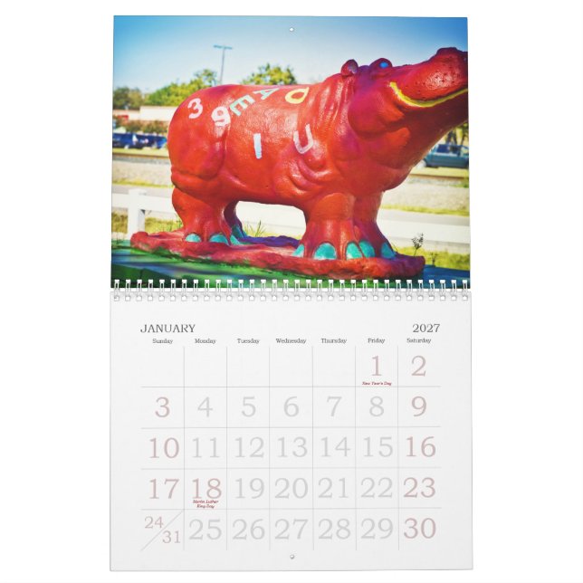Calendrier Hippopotames de Hutto le Texas ! II (Jan 2027)