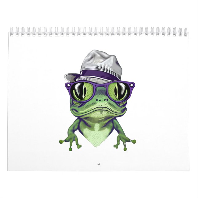 Calendrier Hipster grenouille animal portant des lunettes et  (Protection)