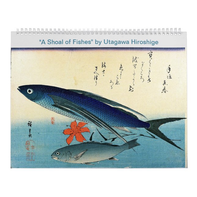 Calendrier  Hiroshige's A Shoal of Fishes Poissons japonais I (Protection)