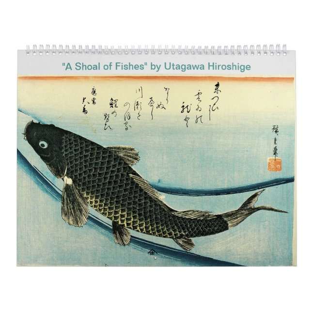 Calendrier  Hiroshige's A Shoal of Fishes Poissons japonais I (Protection)