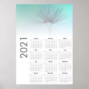 Calendrier horloges Pissenlit 2021 Affiche