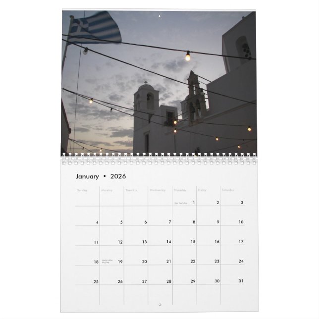 Calendrier - îles grecques (Jan 2026)