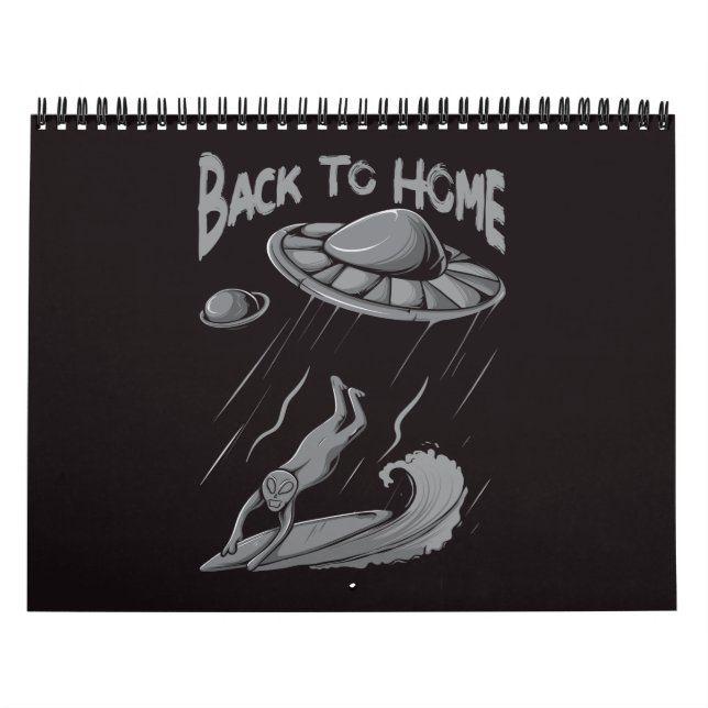 Calendrier Illustration de surf pour alien avec retour à la m (Protection)