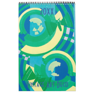 Calendrier Illustration vintage Art Déco Pochoir Motif