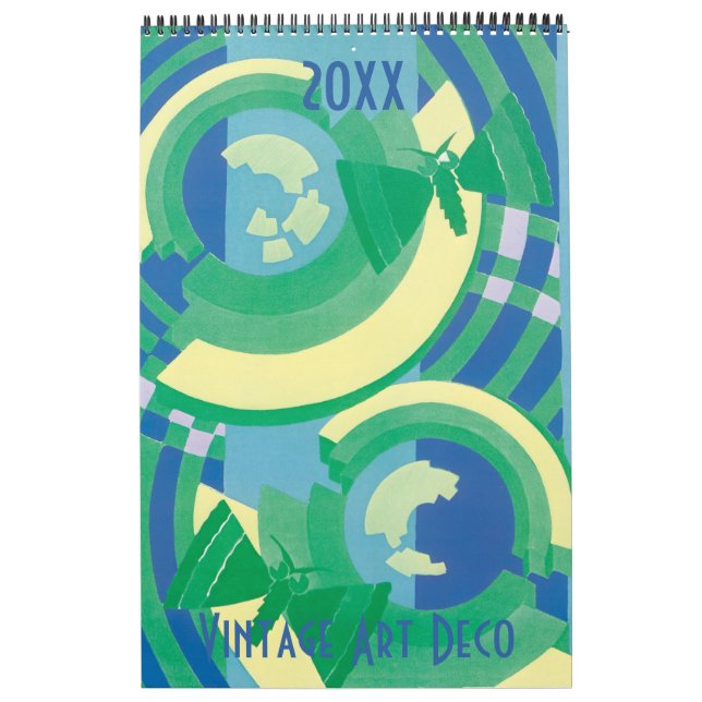 Calendrier Illustration vintage Art Déco Pochoir Motif (Protection)