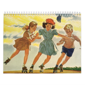 Calendrier Illustration vintage d'enfants