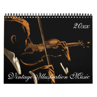 Calendrier Illustration vintage Musiciens et thèmes musicaux