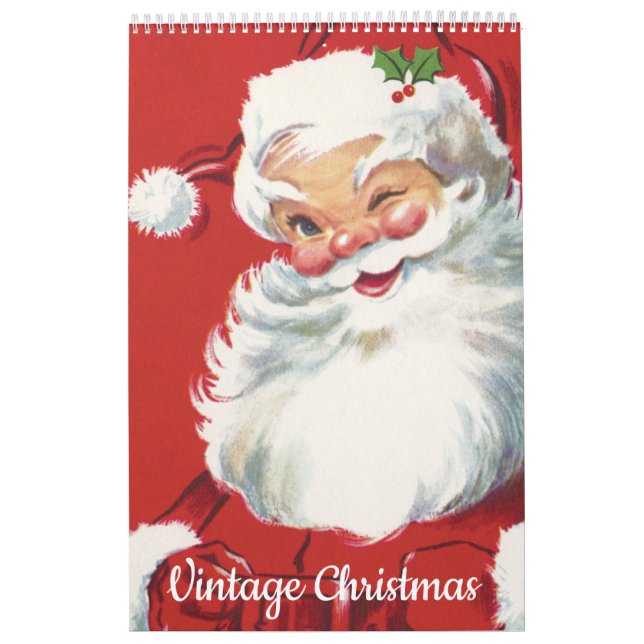 Calendrier Illustration vintage Noël Père Noël (Protection)